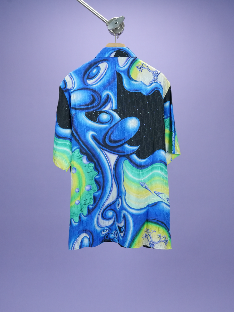 Dior	/ Kenny Scharf Silk Oblique Logo Shirt Blue