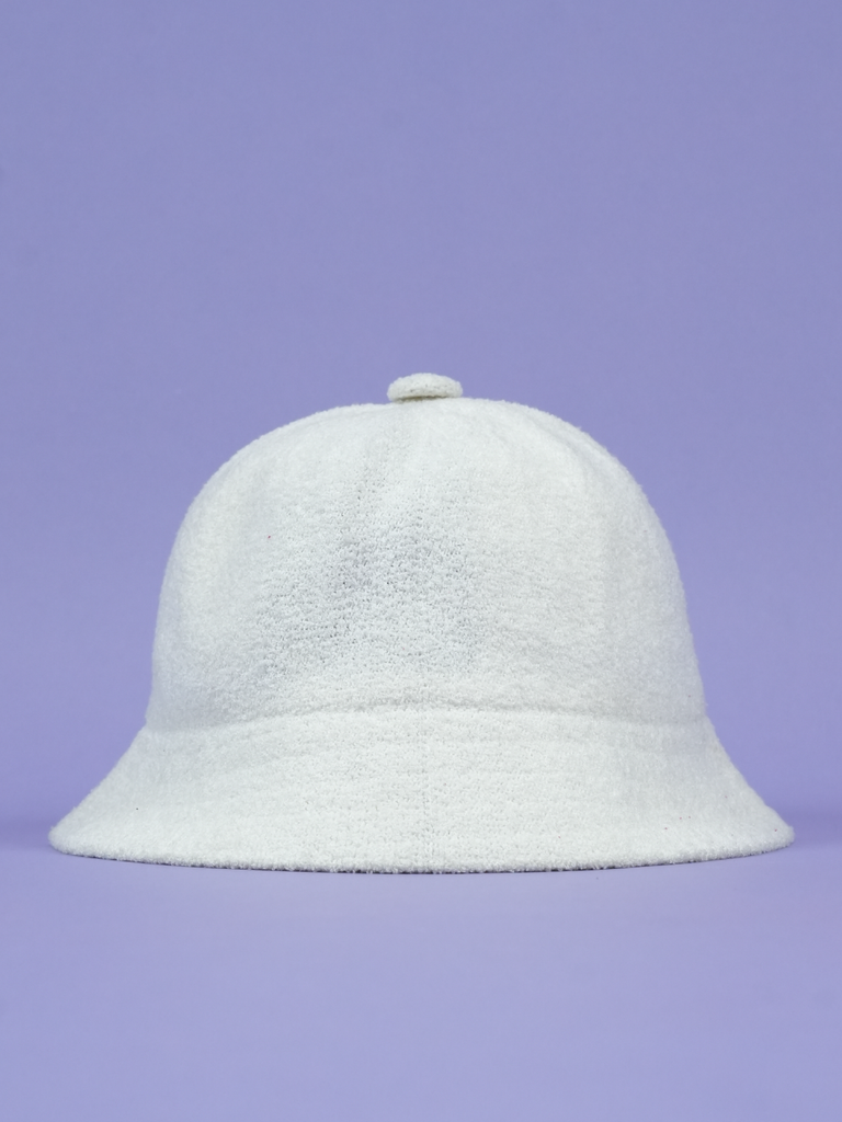 Palm Angels Logo Embroidered Bouclé Bucket Hat White