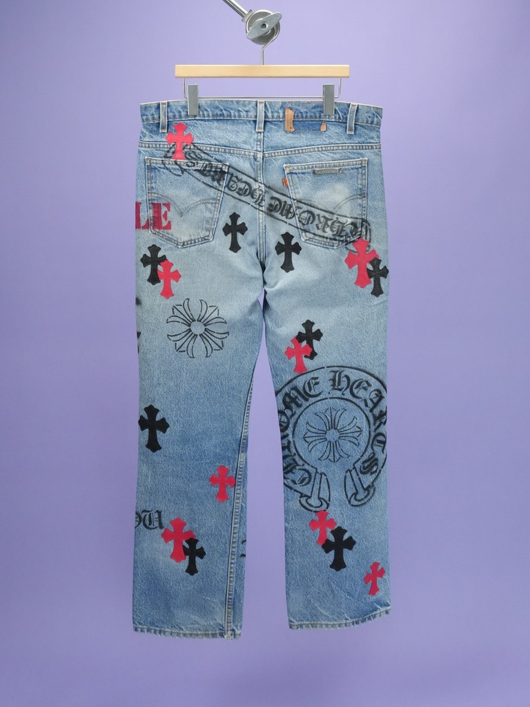 Chrome Hearts Vintage Levi's Stencil Cross Patch Denim Blue