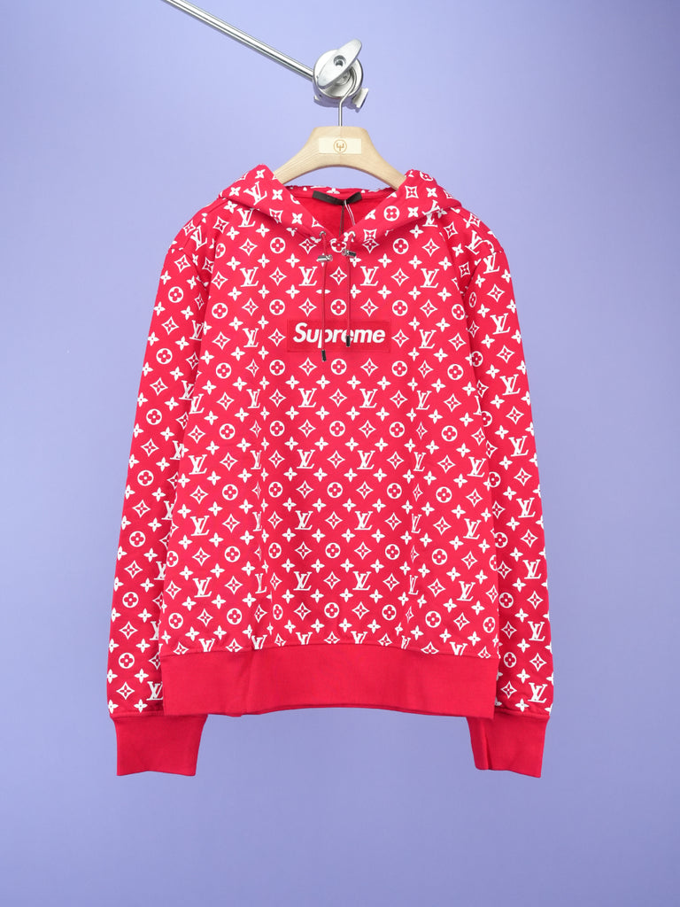 Louis Vuitton / Supreme Box Logo Hooded Sweatshirt Red