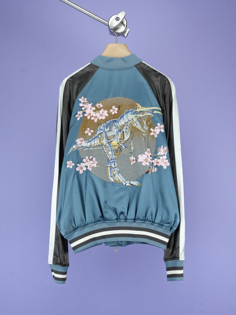 Dior / Sorayama Embroidered Souvenir Bomber Jacket Blue