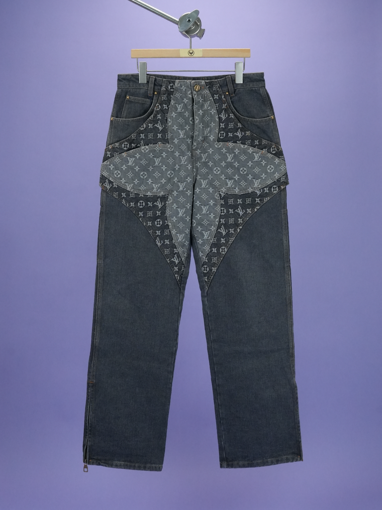 Louis Vuitton Monogram Flower Denim Pants Black