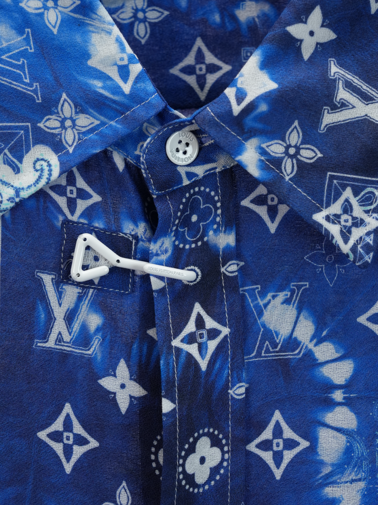 Louis Vuitton	Monogram Bandana Hook Detail Long-Sleeved Shirt Blue/White