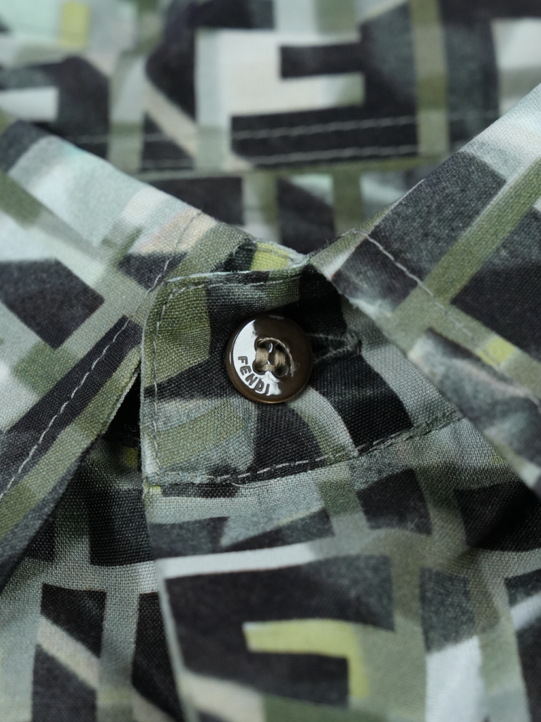 Fendi Camouflage FF Print Shirt Green