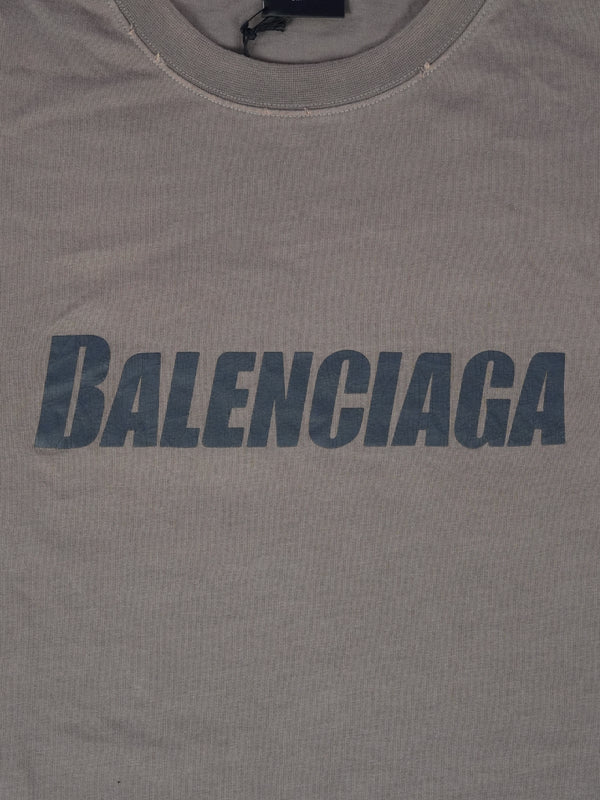 Balenciaga Caps Logo Boxy T-Shirt Taupe