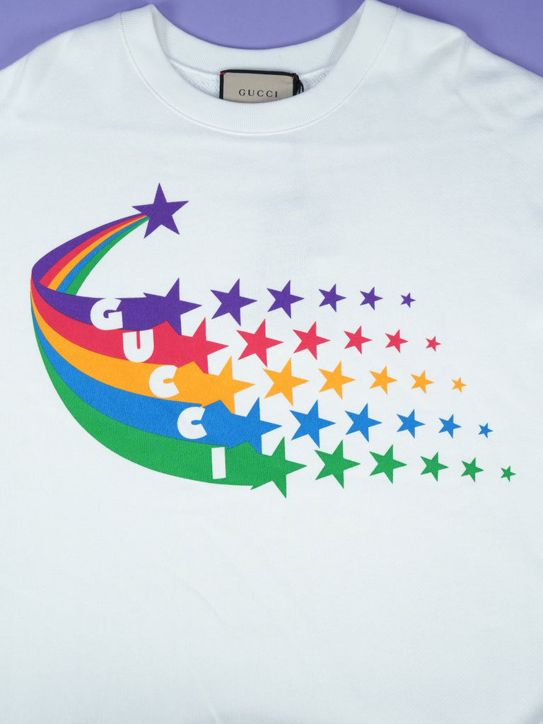 Gucci Shooting Star-Print Sweatshirt White