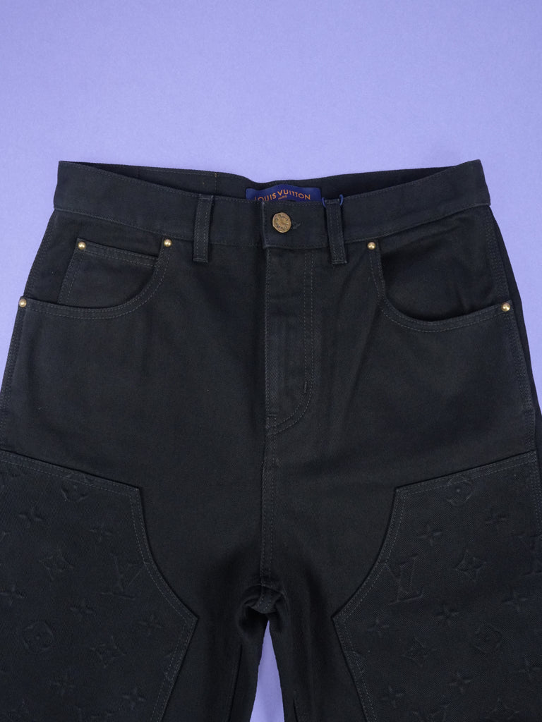 Louis Vuitton Monogram Detail Carpenter Denim Pants Black