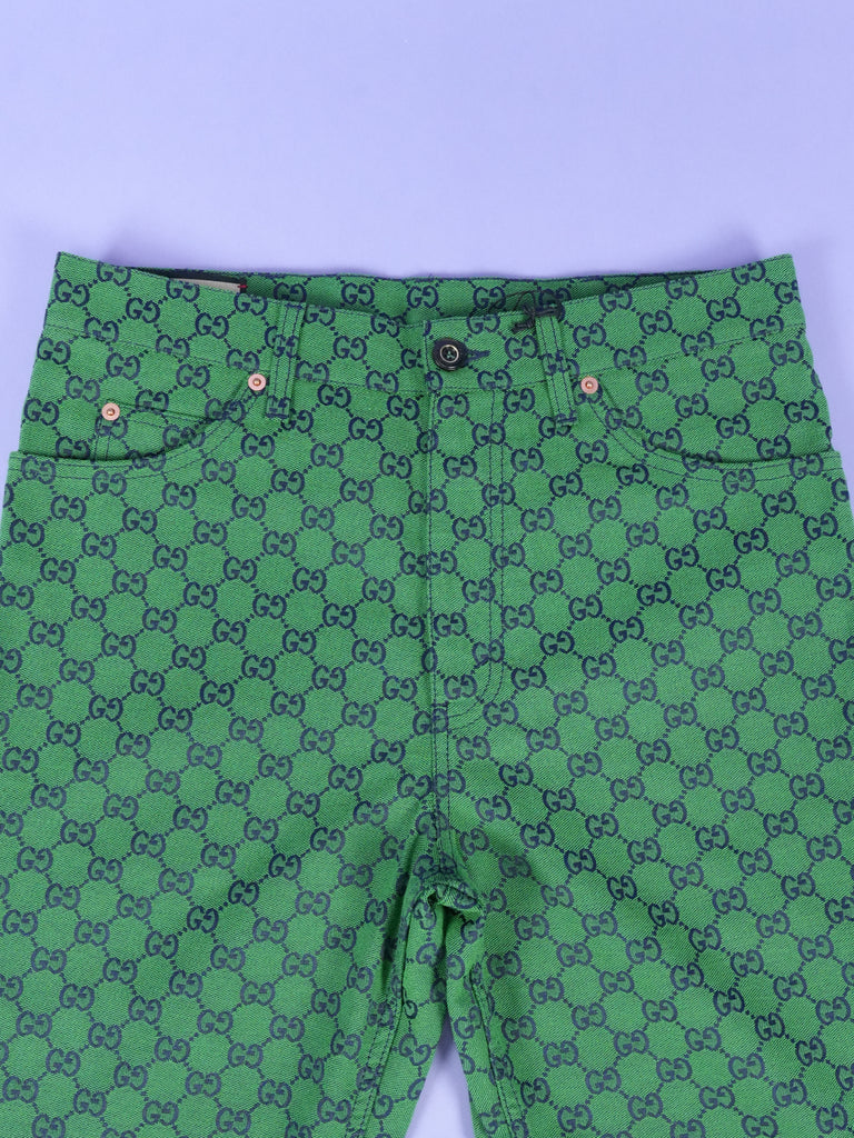 Gucci GG Jacquard Organic Cotton Blend Trousers Green