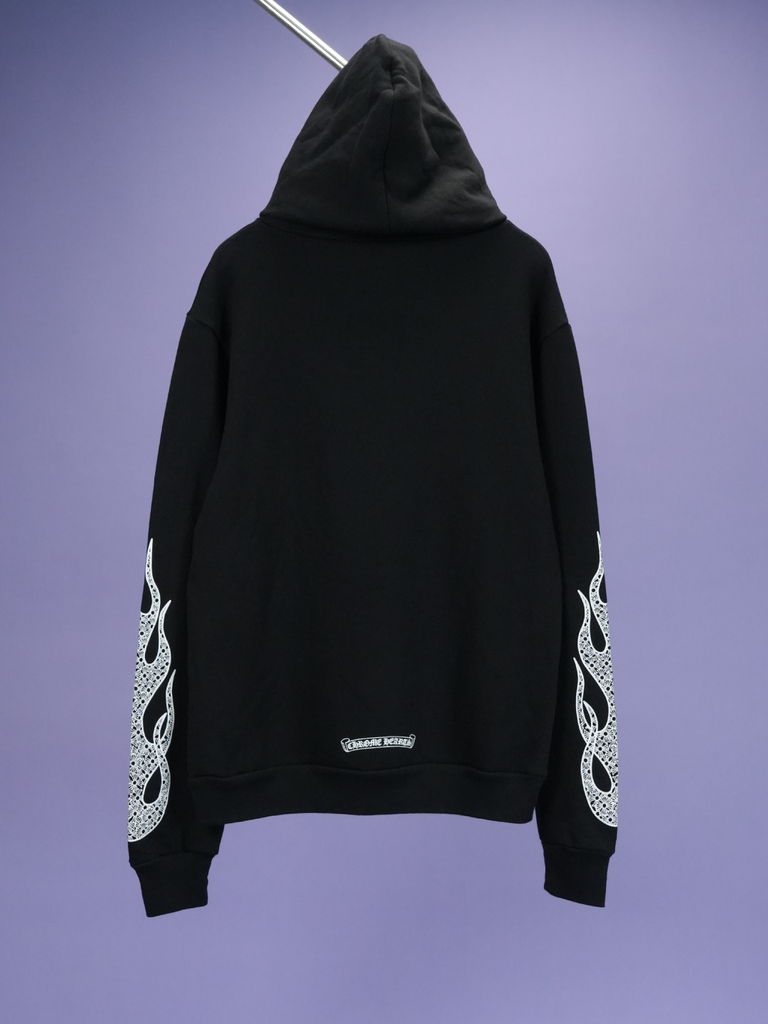 Chrome Hearts Flame Sleeve Hoodie Black