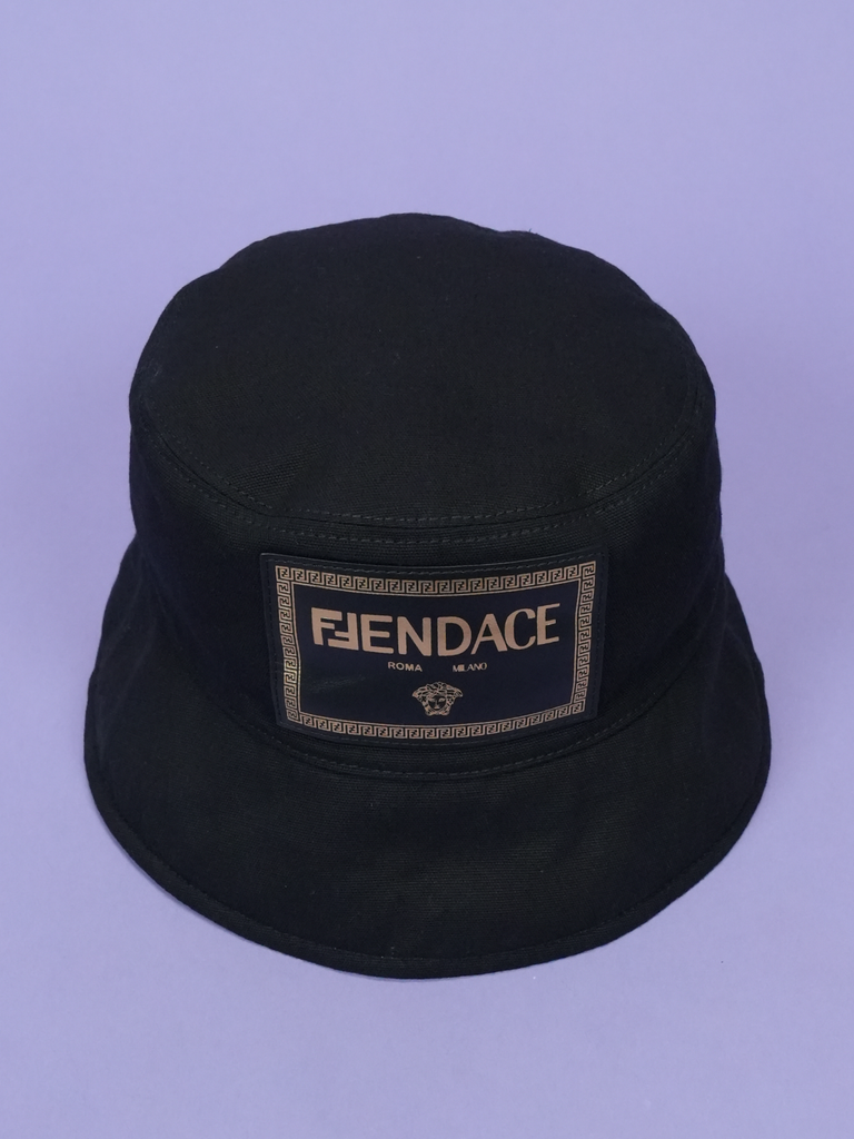 Fendi / Versace Canvas Logo Bucket Hat	Black