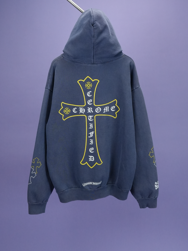 Chrome Hearts / Drake Certified Chrome Hand Dyed Hoodie (Miami Exclusive) Washed Blue