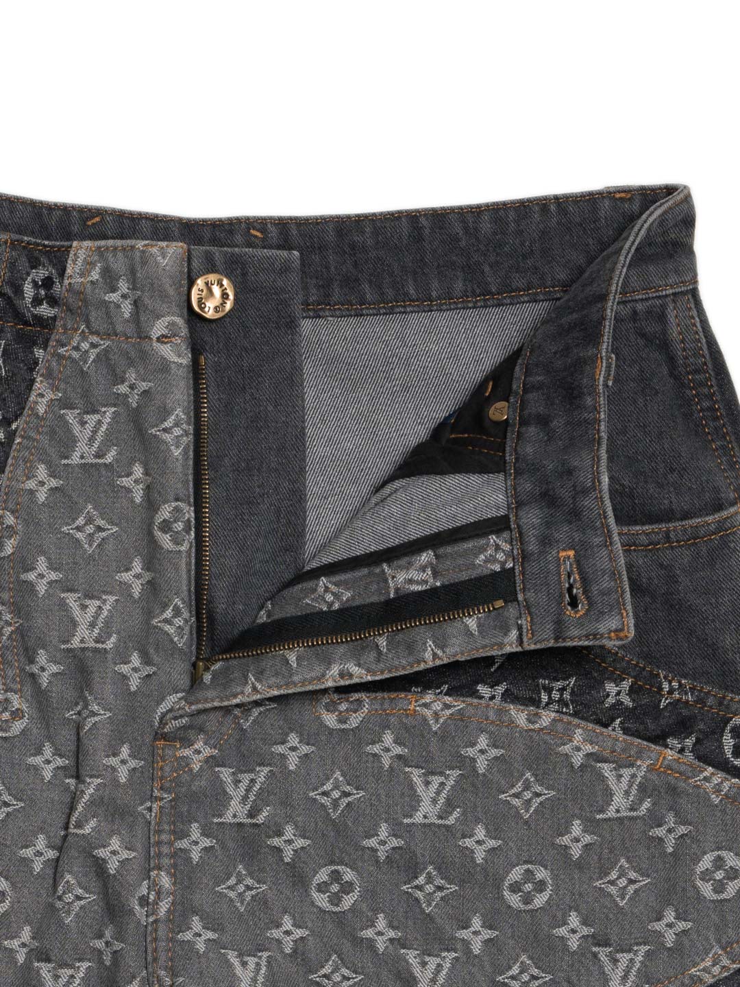 Louis Vuitton Monogram Flower Denim Pants Black