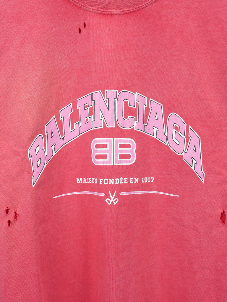 Balenciaga Maison Distresses T-Shirt Red