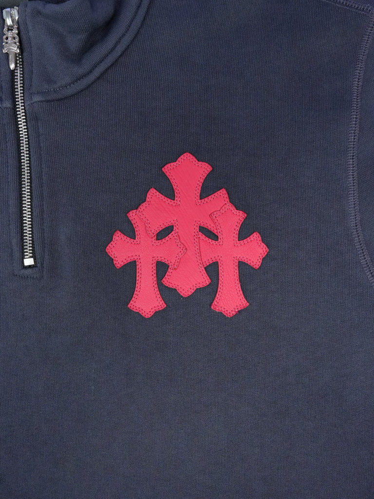 Chrome Hearts Triple Cross Quarter Zip Navy/Red