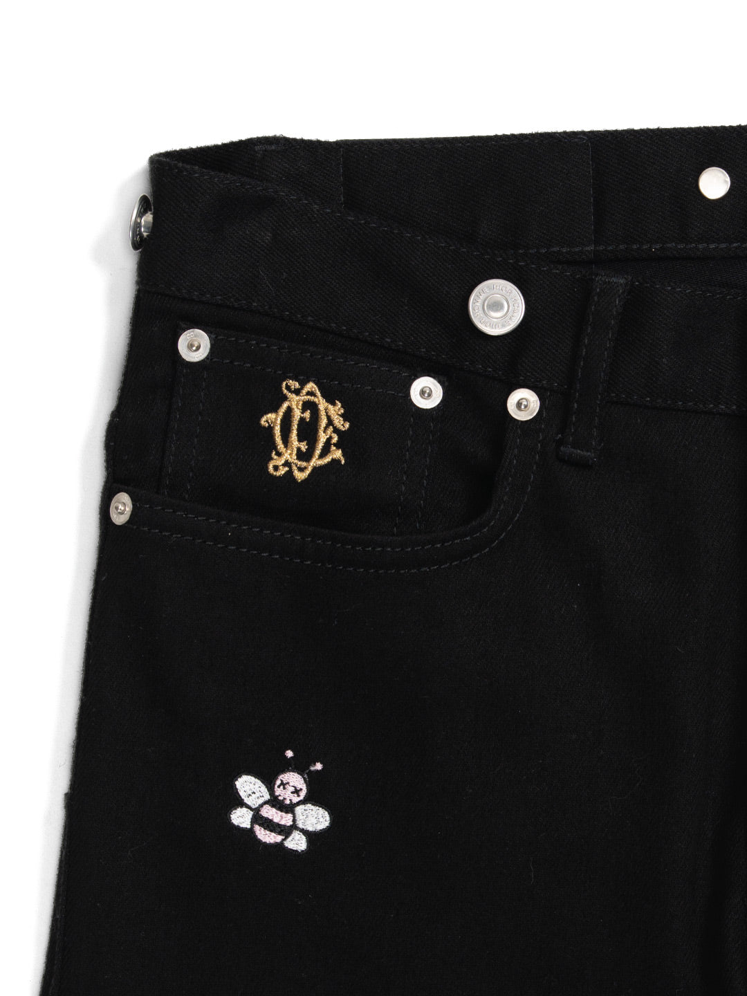 Bee Embroidery Jeans Black