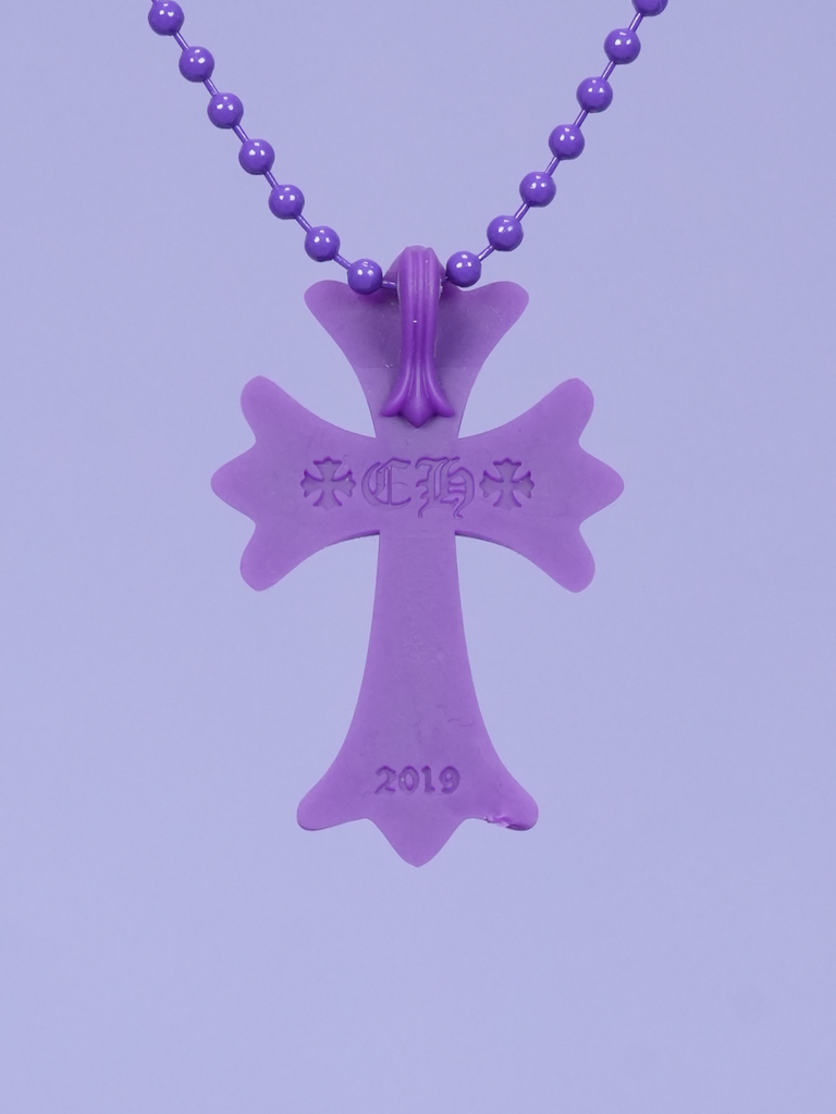 Chrome Hearts Cross Necklace In Silicone Purple