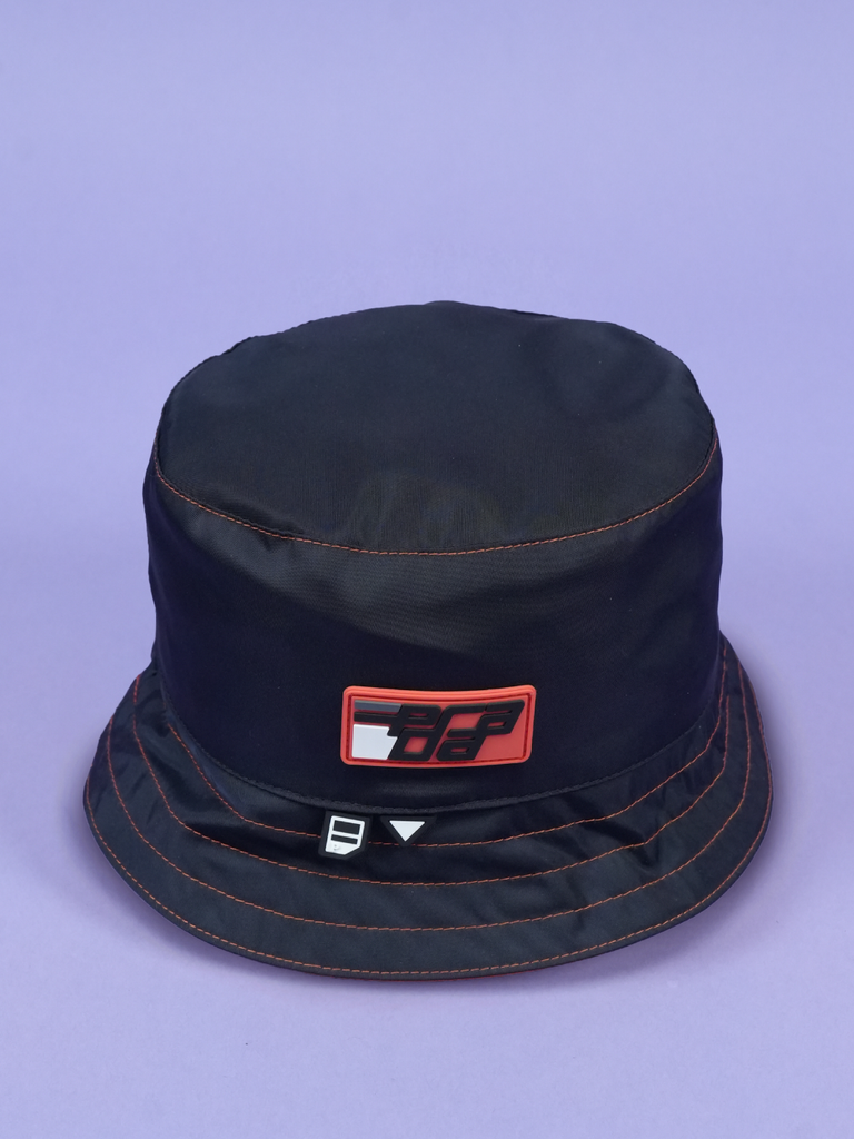 Prada Logo Appliqued Nylon Bucket Hat Navy