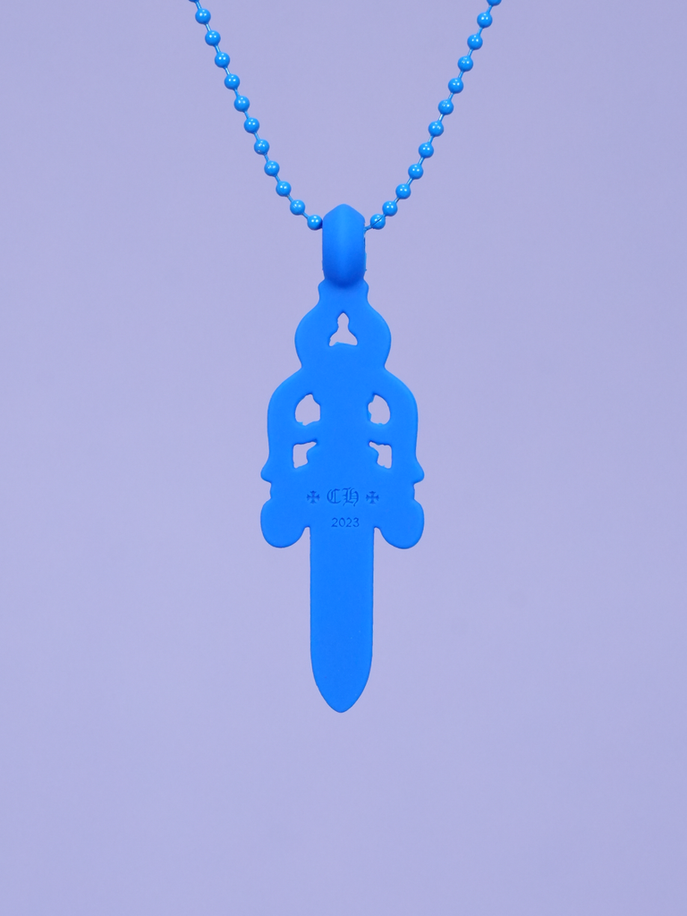 Chrome Hearts Dagger Necklace In Silicone Blue