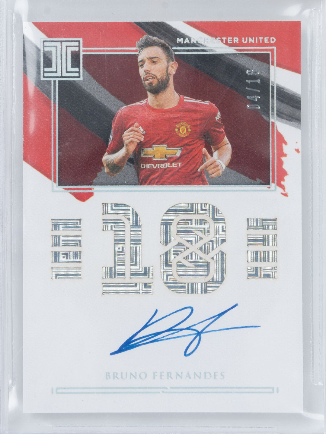 Panini 2020-21 Panini Impeccable Impeccable Jersey Number Autographs (Bruno Fernandes) (/18)