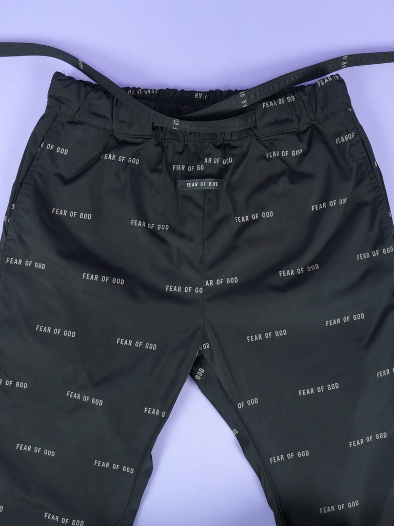 Fear of God All Over Print Baggy Nylon Pants Black