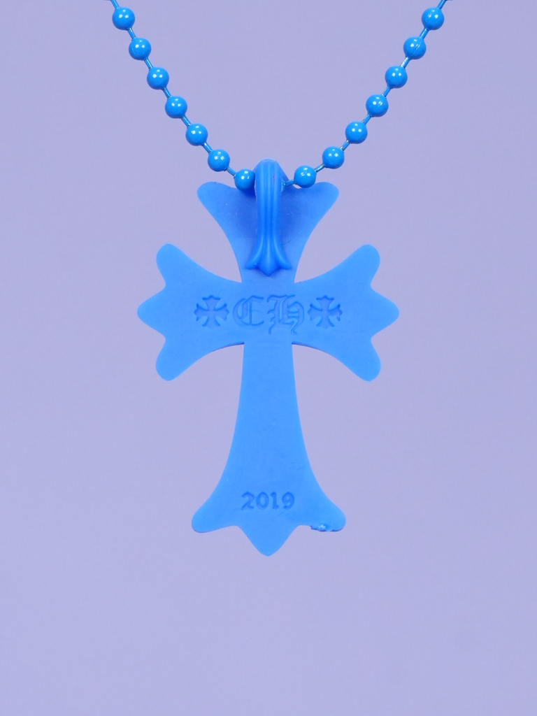 Chrome Hearts Cross Necklace In Silicone Blue