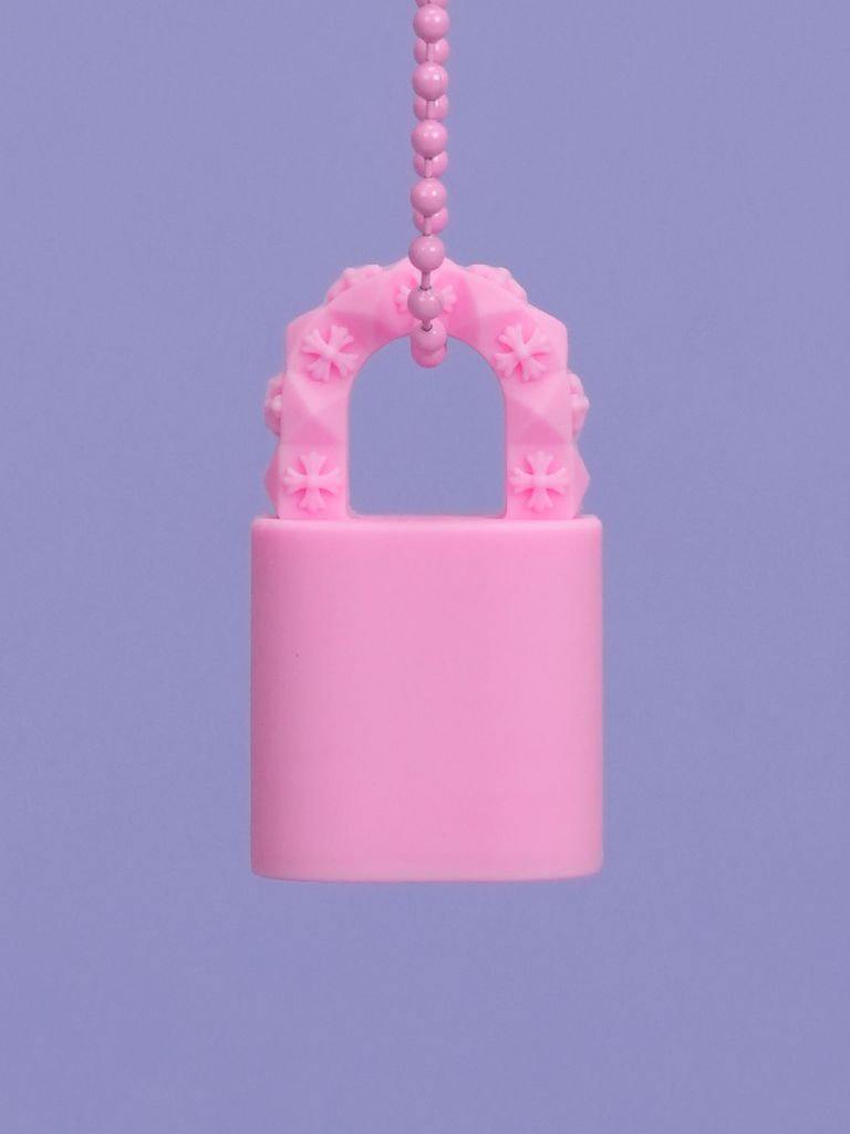 Chrome Hearts Padlock Necklace In Silicone Pink