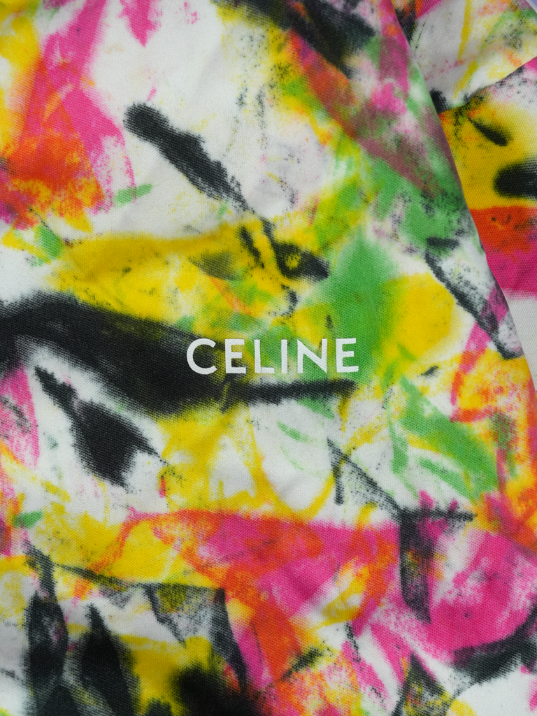 Celine Logo Print Tie Dyed Cotton Jersey Track Jacket