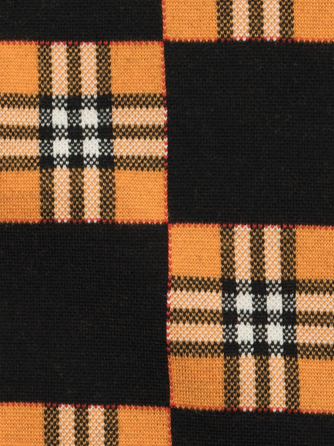 Burberry	Contrasting Colors Plaid Jacquard Polo Shirt Black/Orange