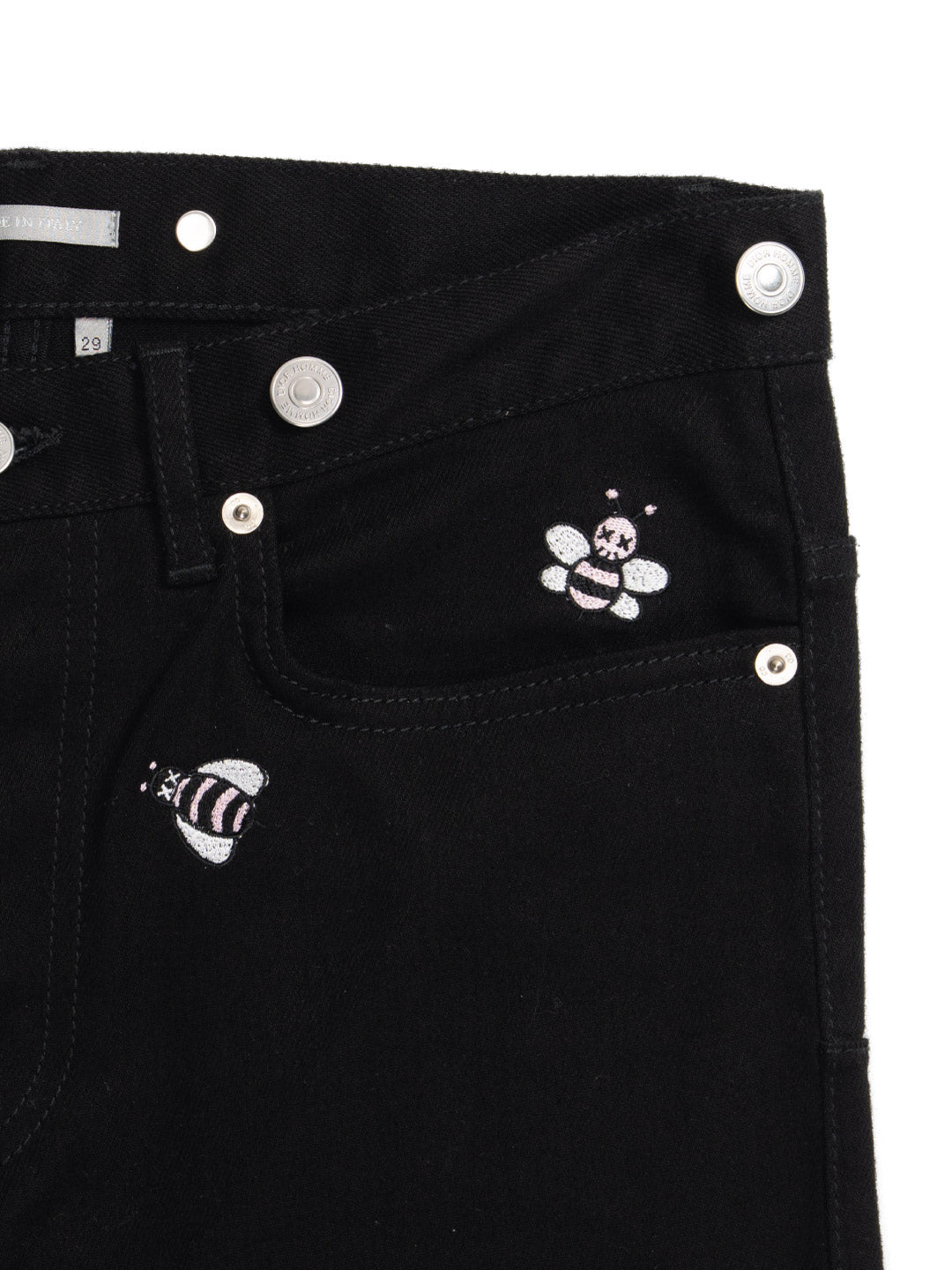 Bee Embroidery Jeans Black