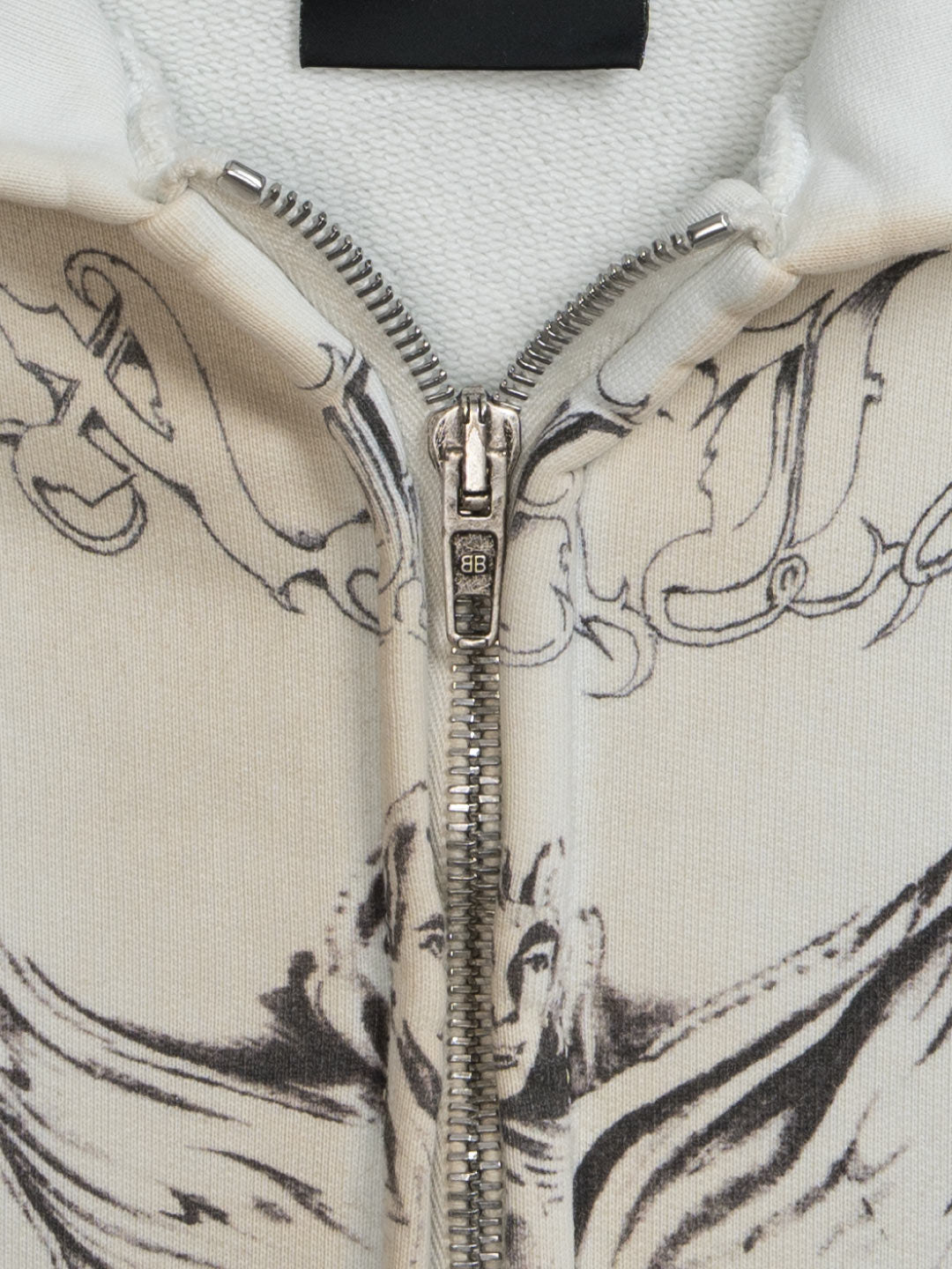 Balenciaga Tattoo Zip-up Hoodie Off-White