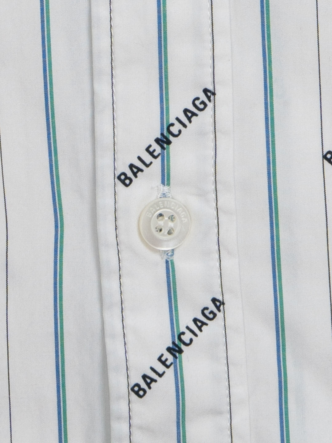 Balenciaga All Over Logo Striped Shirt White