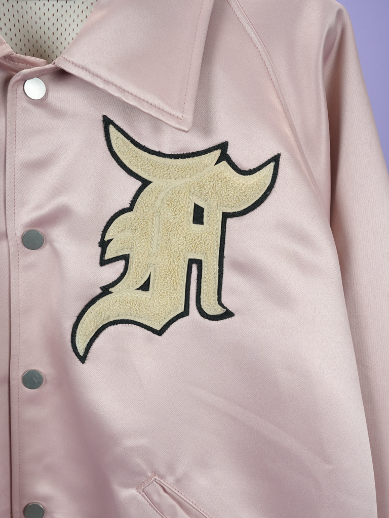 Fear of God Satin Baseball Coach Jacket Blush