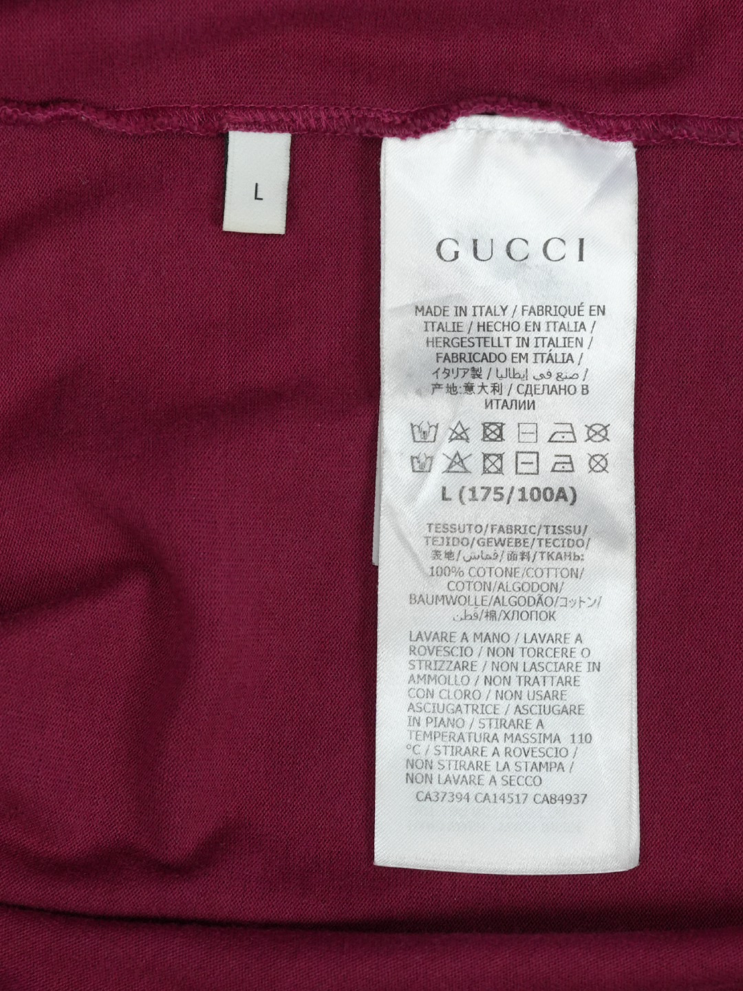 Gucci Original Print T-Shirt 	Burgundy