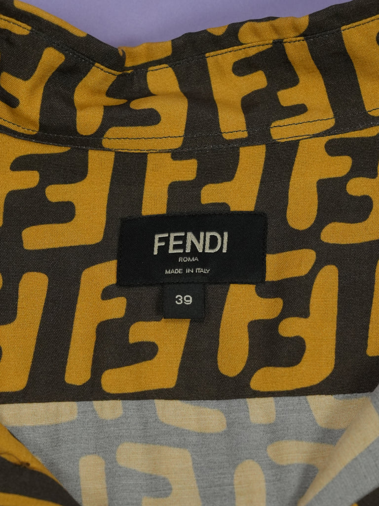 Fendi Zucca FF Logo Printed Shirt Brown