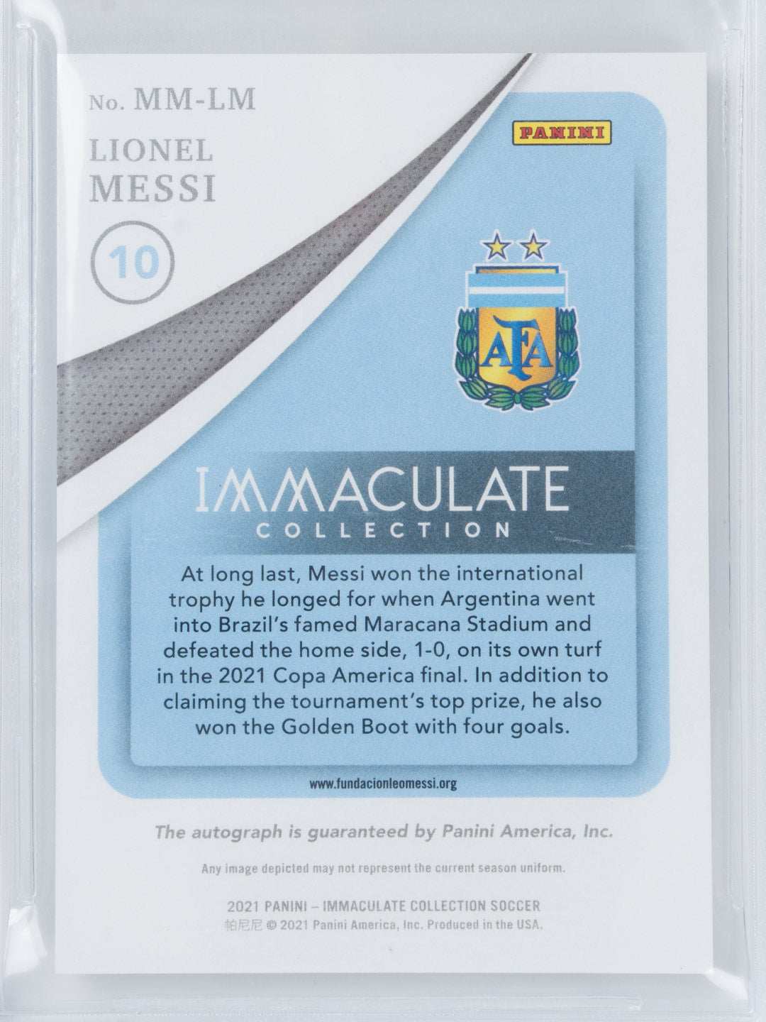 Panini 2021 Panini Immaculate Modern Marks Autographs (Lionel Messi) (/25)