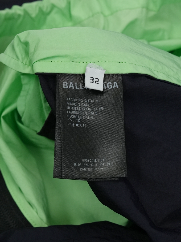 Balenciaga Colorblock Zip Front Logo Windbreaker Jacket Green/Black