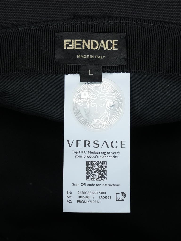 Fendi / Versace Canvas Logo Bucket Hat	Black