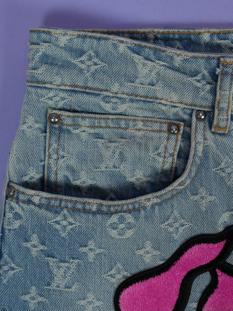 Louis Vuitton Monogram Graffiti Denim Jeans Blue