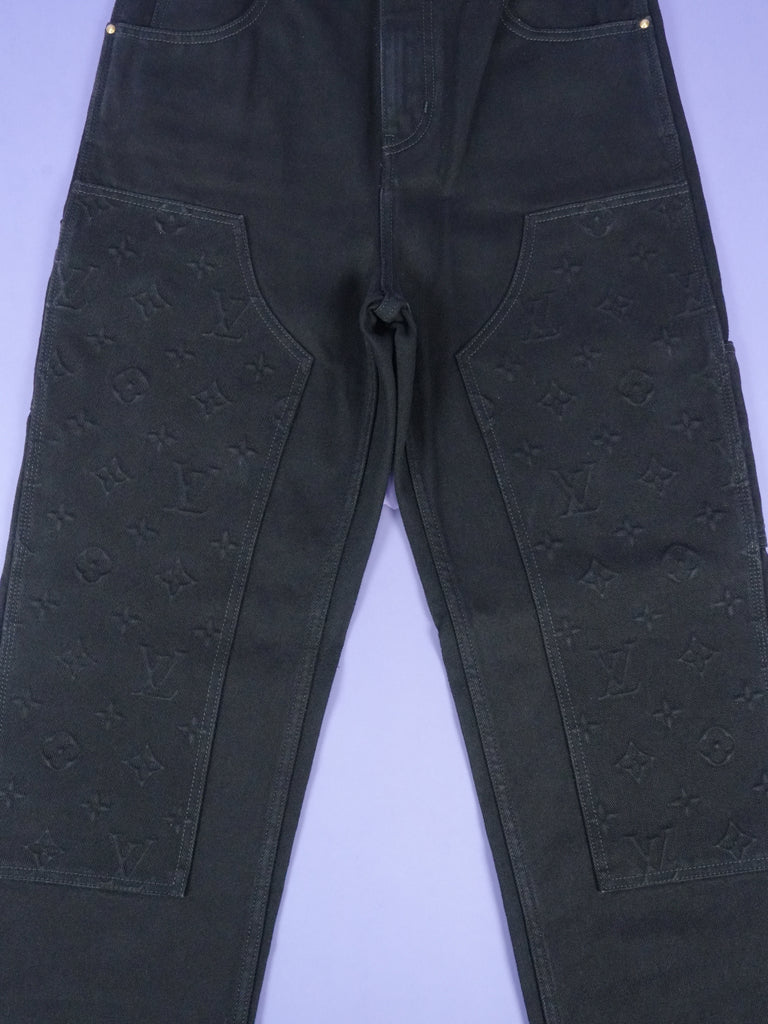 Louis Vuitton Monogram Detail Carpenter Denim Pants Black