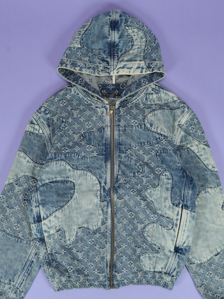 Louis Vuitton / Nigo Monogram Patchwork Denim Hoodie Indigo