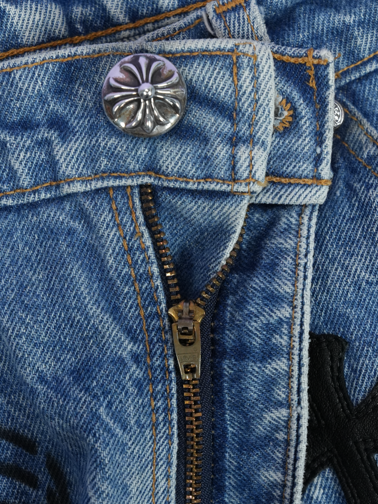 Chrome Hearts Vintage Levi's Stencil Cross Patch Denim Blue