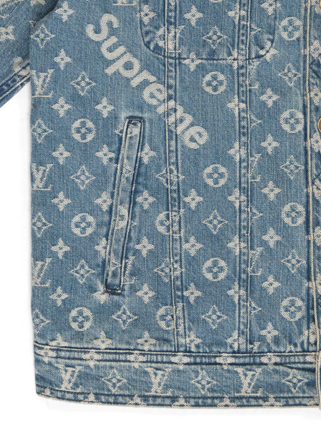 Louis Vuitton / Supreme Jacquard Denim Trucker Jacket Blue