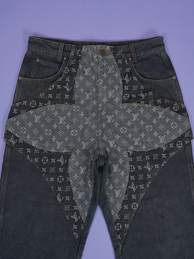 Louis Vuitton Monogram Flower Denim Pants Black