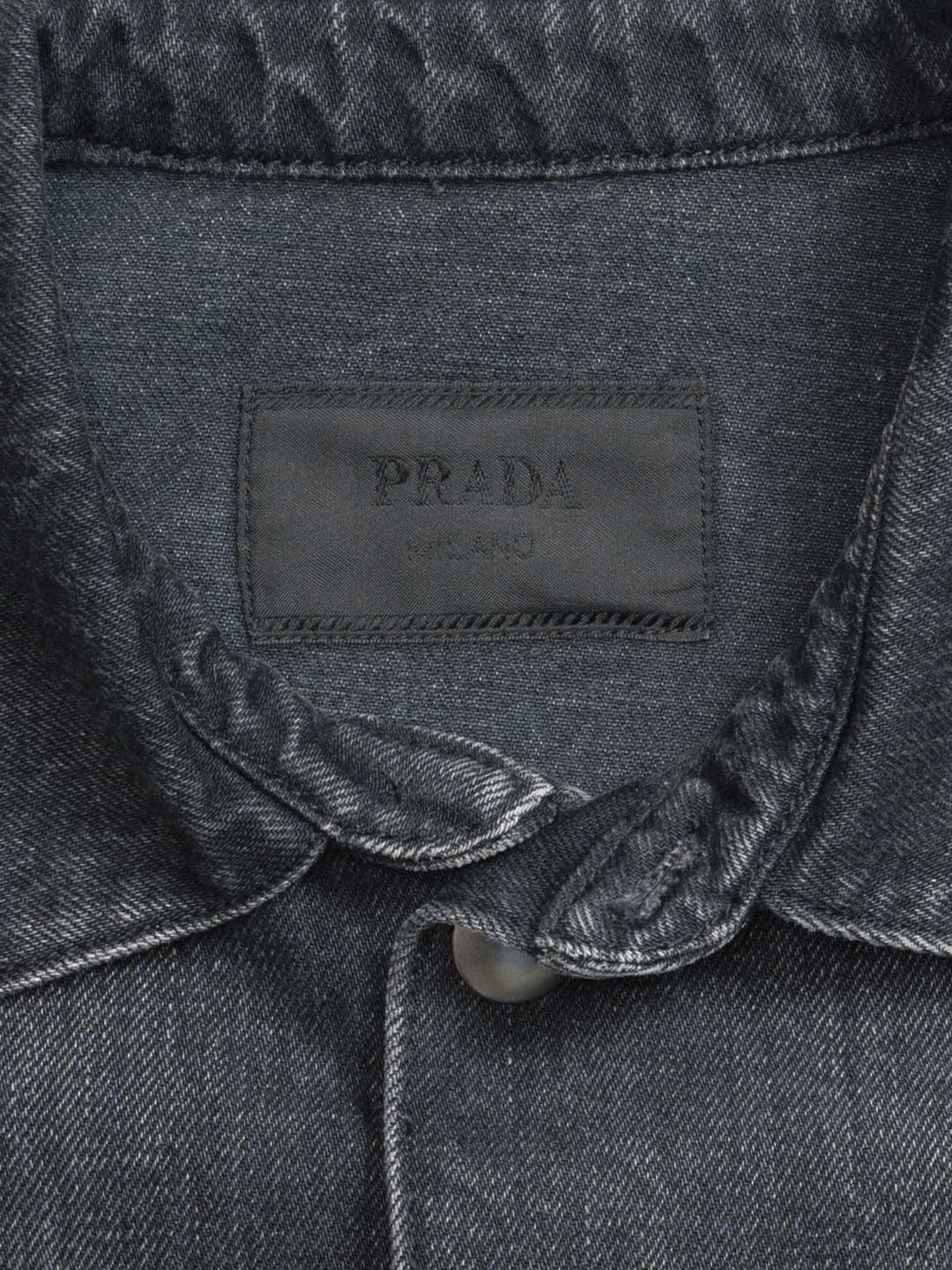 Prada Triangle Logo Denim Shirt Black