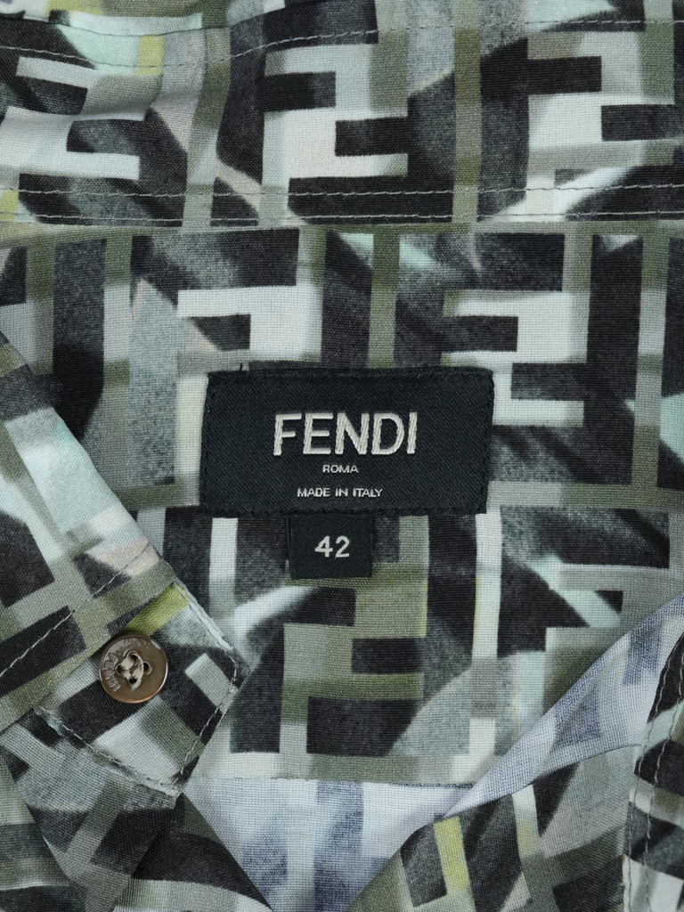 Fendi Camouflage FF Print Shirt Green