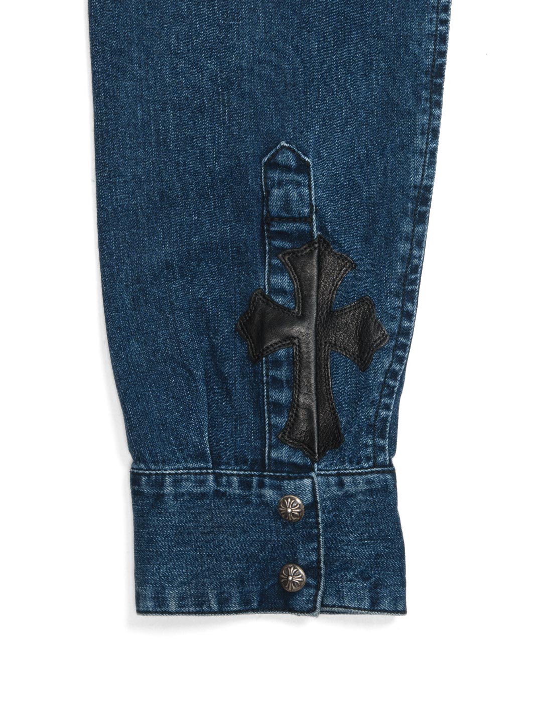 Chrome Hearts Denim Shirt Leather Cross Patch Blue