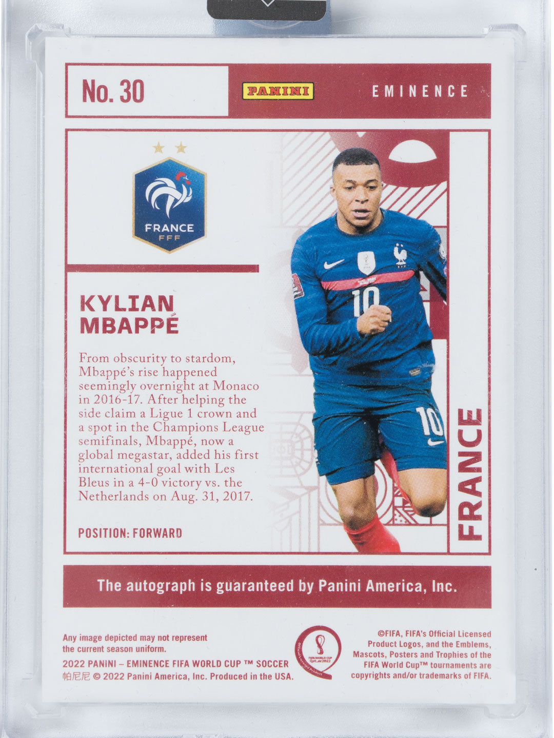 Panini 2022 Panini Eminence Autographs	(Kylian Mbappe) (/10)