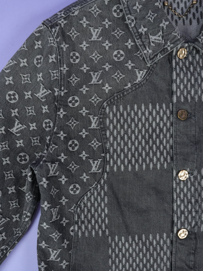 Louis Vuitton / Nigo Giant Damier Waves MNGM Denim Jacket Noir