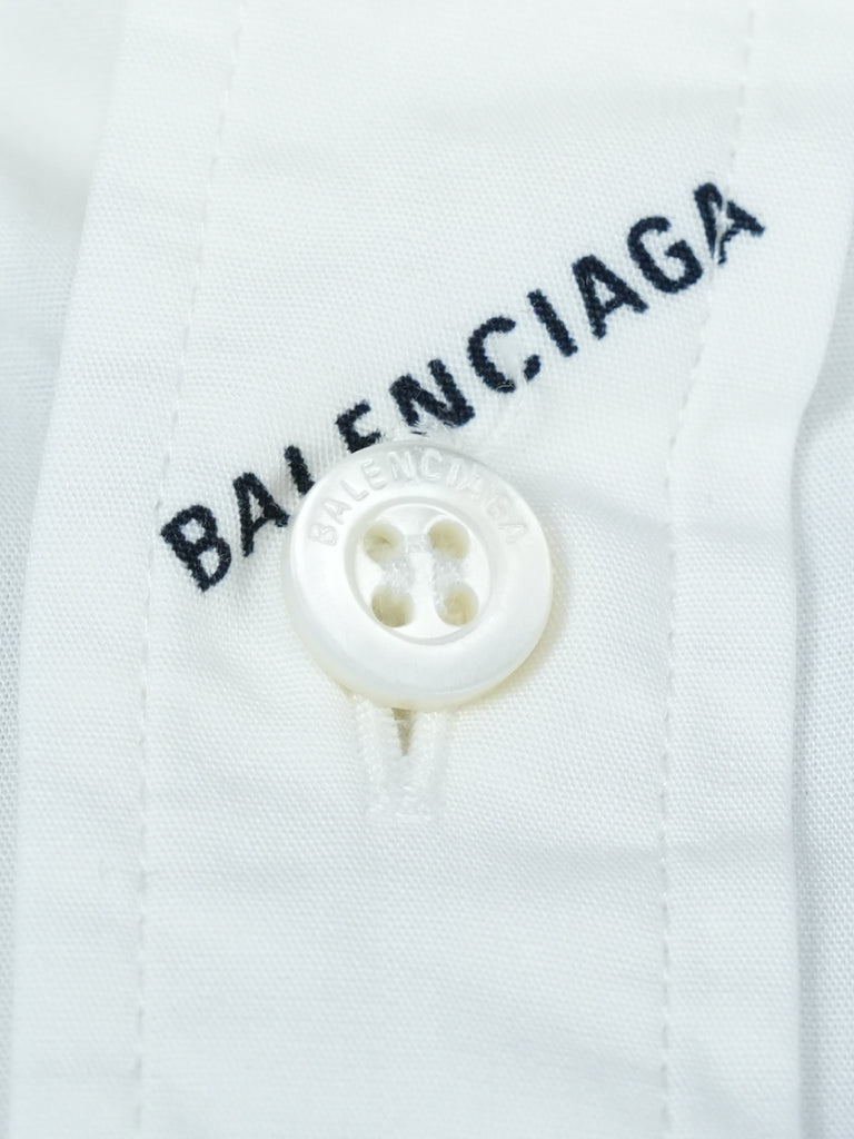 Balenciaga All Over Logo Short Sleeve Shirt White