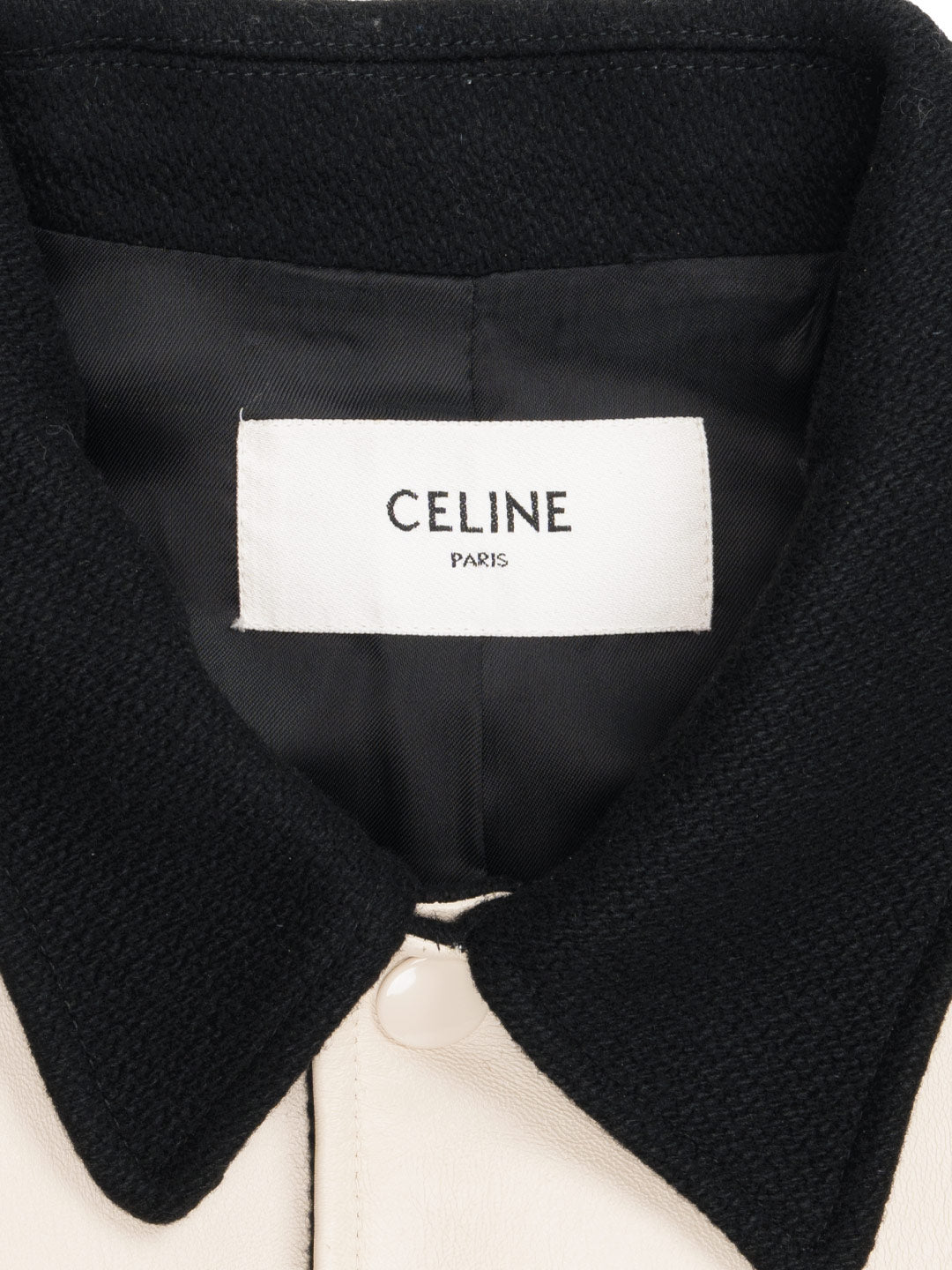 Celine Teddy Jacket In Armored Wool Black